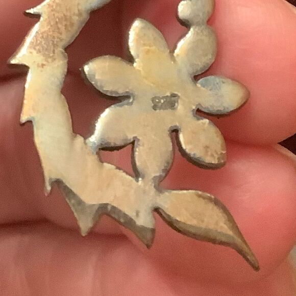 𝅺STERLING SILVER 925 MARCASITE FLORAL PENDANT​ - Picture 4 of 9